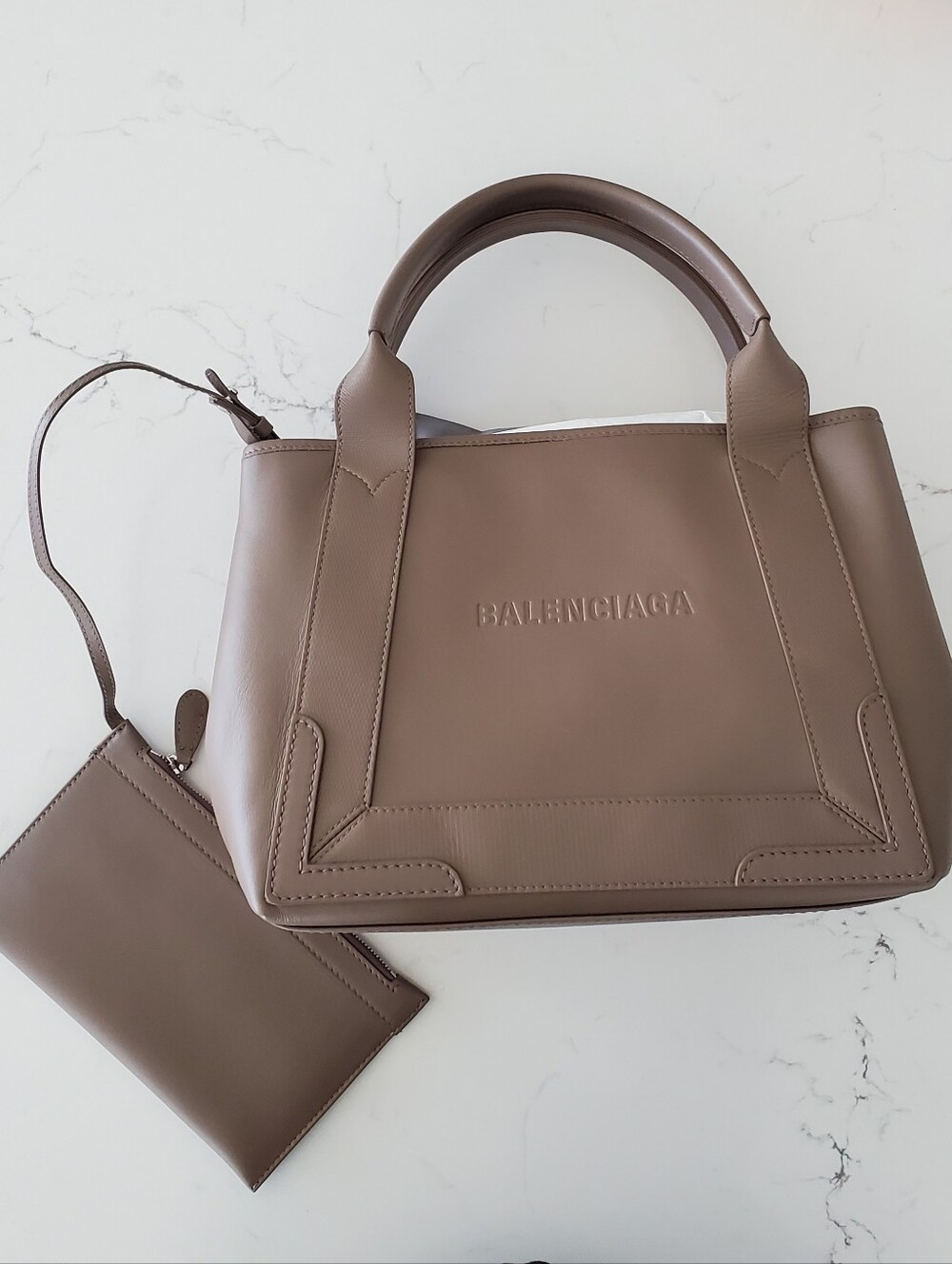 Balenciaga Cabas In Taupe Brown Leather